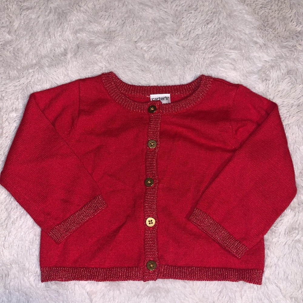 Carter’s red cardigan sweater 3 months baby girl